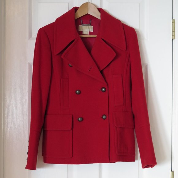 MICHAEL KORS - Military style Red Pea Coat - Picture 3 of 8